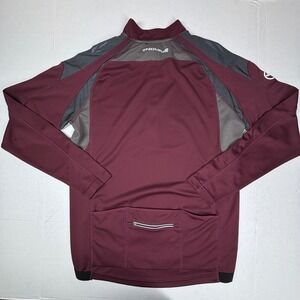 Endura Mens Hummvee Long Sleeve Cycling Jersey 1/4 Zip Shirt Large Burgundy GUC